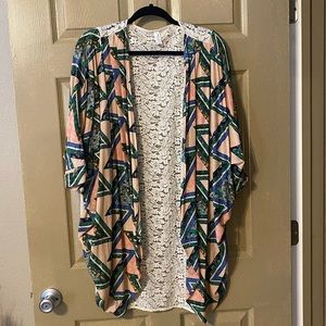 Geo Printed Lace Kimono